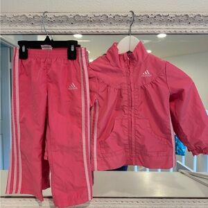 Adidas Kids Pink Girls Track Suit Jacket Pants size 3t